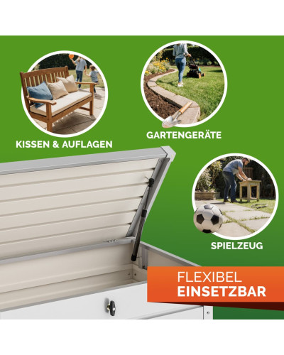 Gartenbox Metall 385L Hellgrau wasserdicht